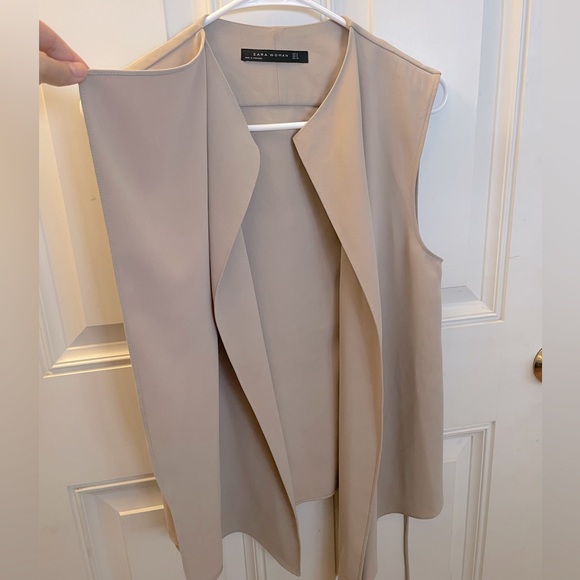 NWOT - ZARA Sleeveless Blazer - Tan - Small - Picture 2 of 7